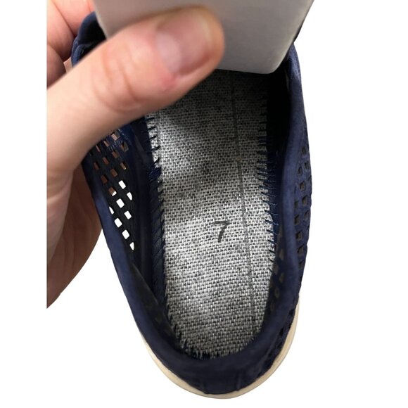 Tory Burch Jesse Perforated Suede Navy Blue Slip-On Sneakers Size 7 - Picture 13 of 14